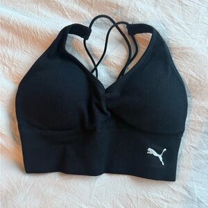 Puma Women's Black Ribbed Sports Bra